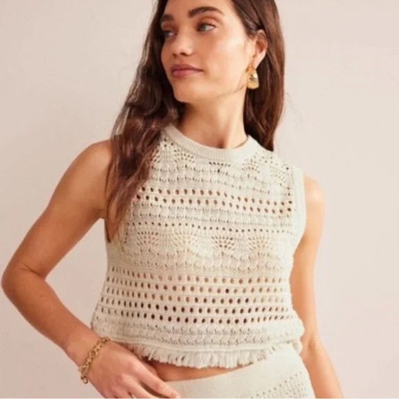 Boden Crochet Fringe Top and Skirt SET Size XS Top Size S Skirt - Picture 4 of 11